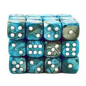 Vorpal - Silver & Teal 36ct 12mm D6 Dice Set