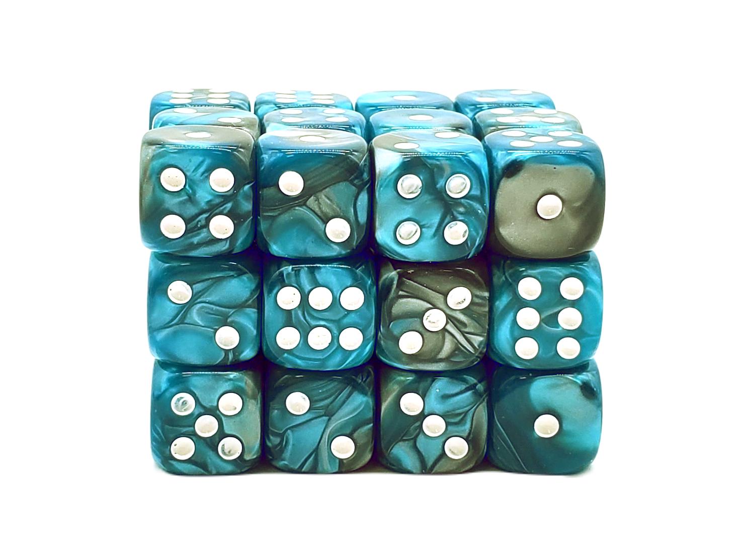 Vorpal - Silver & Teal 36ct 12mm D6 Dice Set