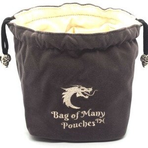 Bag Of Many Pouches Rpg Dnd Dice Bag w/ Organizer Pockets: Gray