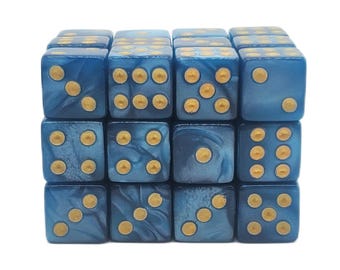 Pearl Drop - Ocean w/ Gold - 36ct 12mm D6 Dice Set Mini Size