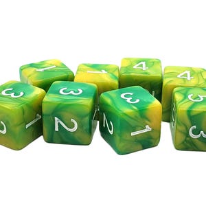 Vorpal - Green & Yellow - Old School 8-Piece D6 Dice Set