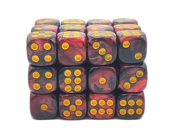 Vorpal - Blood Red & Black 36ct 12mm D6 Dice Set Mini Size