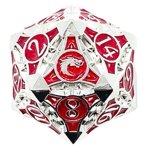 Gnome Forged - Silver w/ Red - Old School 23mm D20 Metal Die