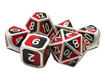 Dragon Forged - Platinum Black & Red Old School 7 Piece Dnd Rpg Metal Dice Set