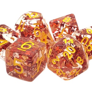 Infused - Orange Butterly W/ Yellow Old School 7 Piece Dnd Rpg Dice Set