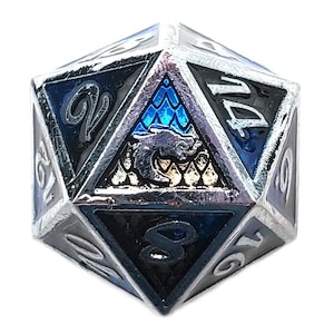 Dragon Scale - Black & Blue Old School DnD RPG Metal D20