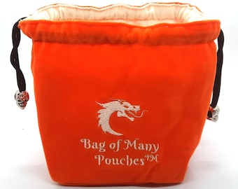 Bag Of Many Pouches Rpg Dnd Dice Bag w/ Organizer Pockets: Orange