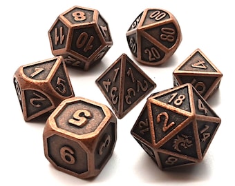 Dwarven Forged - Ancient Bronze - Old School 7 Piece Dnd Rpg Metal Dice Set