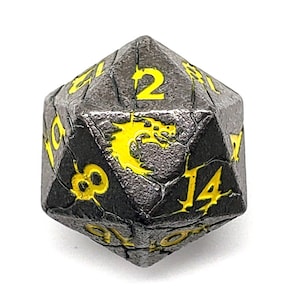 Orc Forged - Ancient Silver w/ Yellow - Old School Dnd Rpg Metal D20