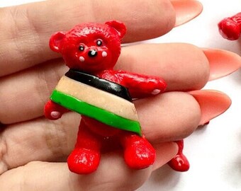 Free Palestine teddy bear pin. Fundraiser for Palestine. Support Palestine