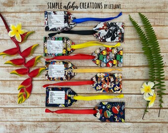Superhero Designs / Marvel Fabric / DC Comics Fabric / Personalized Identification Tags / Customized Baggage Tags / Personalized with Name