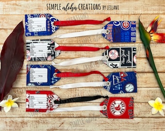Baseball Designs / MLB Fabric /  Personalized Travel Tags / Customized Identification Tags / Personalized with Name or Initials