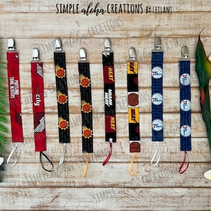 Basketball Designs / NBA Fabric / Customized Pacifier Clip / Basketball Fabric Binky Holder / Personalized Name Clip / New Baby Gift