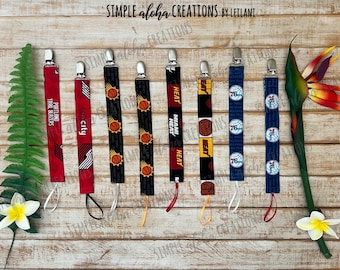 Basketball Designs / NBA Fabric / Customized Pacifier Clip / Basketball Fabric Binky Holder / Personalized Name Clip / New Baby Gift