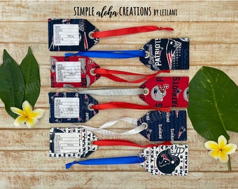 Football Designs / NFL Fabric / Customized Bag Tags / Personalized Luggage Tags / Customized with Name or Initials