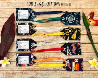 Baseball Designs / MLB Fabric /  Personalized Travel Tags / Customized Identification Tags / Personalized with Name or Initials