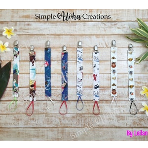 Disney & Pixar Designs / Customized Pacifier Clip / Disney Fabric Binky Leash / Pixar Fabric Soother Strap / Personalized Name Clip