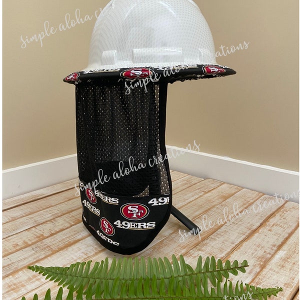 Football Designs /NFL Fabric / Hard Hat Neck Shade / Safety Hat Accessory / Quick Dry Mesh / Football Fan / Gift for Construction Workers