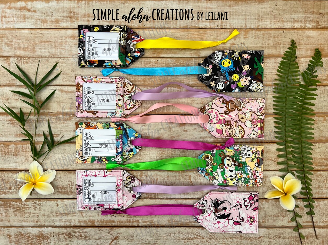 Toki Doki Designs / Toki Doki Fabric / Personalized Identification Tag / Customized Baggage Tag / Personalized with Name / Travel Gift Ideas