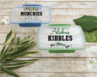 Snack Container / Customized Snack Container / Food Keeper with Lid and Locking Clips / Personalize with Pet's Name / Gift for Animal Lovers