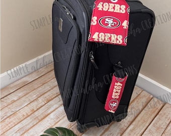 Football Designs / NFL Fabric / NFC Football Teams / Custom Luggage Handle Wraps with Matching Luggage Tag / 3 Piece Set (2 Wraps & 1 Tag)
