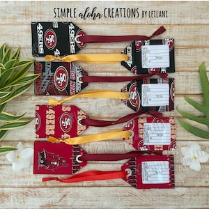 Football Designs / NFL Fabric /  Personalized Travel Tags / Customized Identification Tags / Personalized with Name or Initials