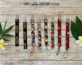 Harry Potter Designs / Personalized Pacifier Clip / Harry Potter / Fabric Soother Holder / Customized Name Clip / Baby Shower Gift