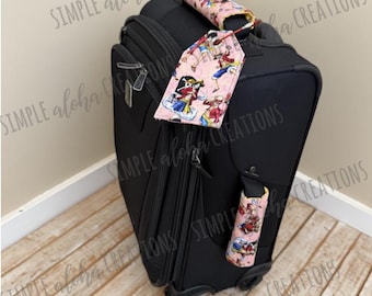 Anime Designs / Japanese Anime / Custom Luggage Handle Wraps with Matching Luggage Tag / 3 Piece Set (2 Wraps & 1 Tag)