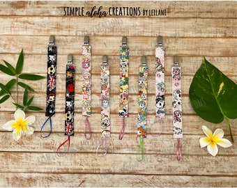 Toki Doki Designs / Toki Doki Fabric / Personalized Pacifier Clip / Toki Doki Fabric Soother Clip / Customized Name Strap