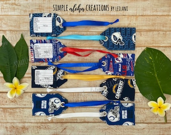 Football Designs / NFL Fabric / Customized Bag Tags / Personalized Luggage Tags / Customized with Name or Initials