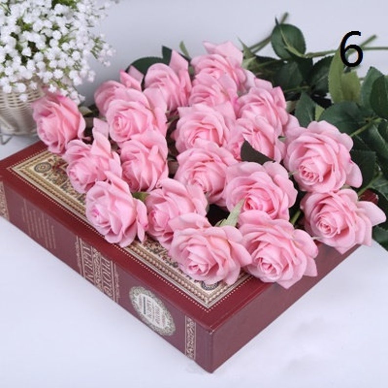 6PCS 10PCS Real Touch Latex Artificial Rose flower Bridal Etsy