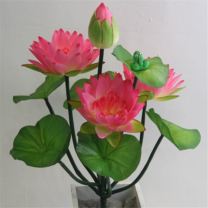 One Fake Lotus Flower Bunch Artificial Lotus with Green Frog Etsy