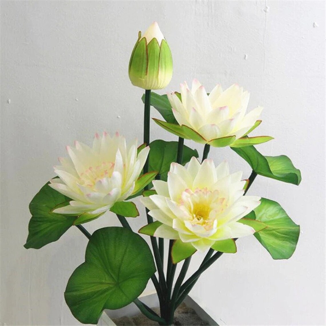 One Fake Lotus Flower Bunch Artificial Lotus with Green Frog Etsy