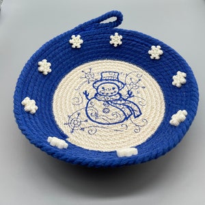 Tigela de corda bordada com boneco de neve Doodle