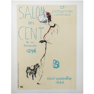 Original Vintage 1890s - Pierre Bonnard Designado cartel francés Salon de Cent - litografía- belle epoque - 1950s