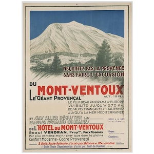 Original Vintage 30s Mont Ventoux Poster - Featuring Le géant Provencal - 1930s French Tourism