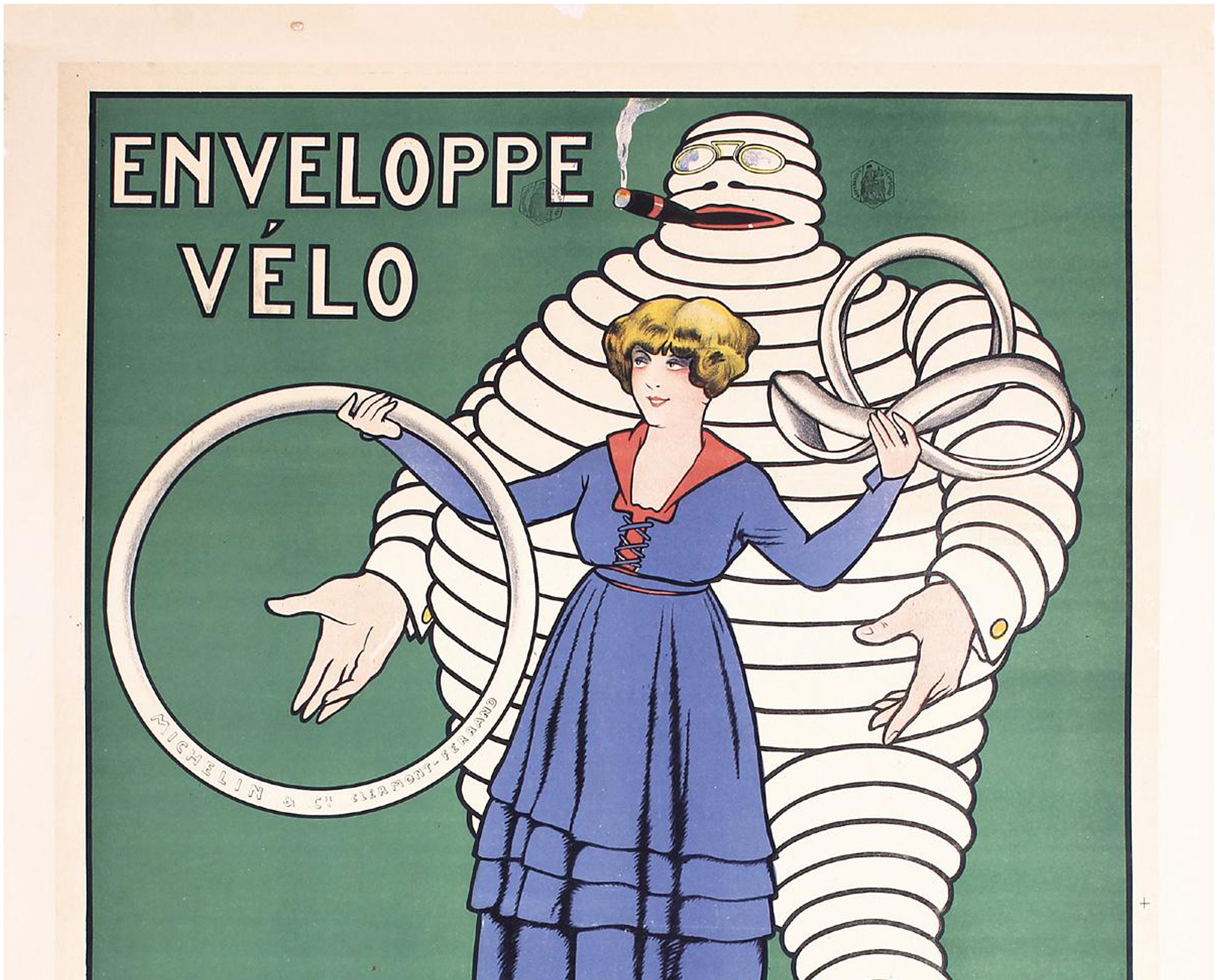 A Rare 'Michelin Enveloppe Velo' Advertising Poster, French (1916