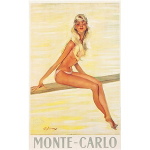 Original Vintage 50s Jean Gabriel Domergue - Monte-Carlo - 1950s Travel Poster