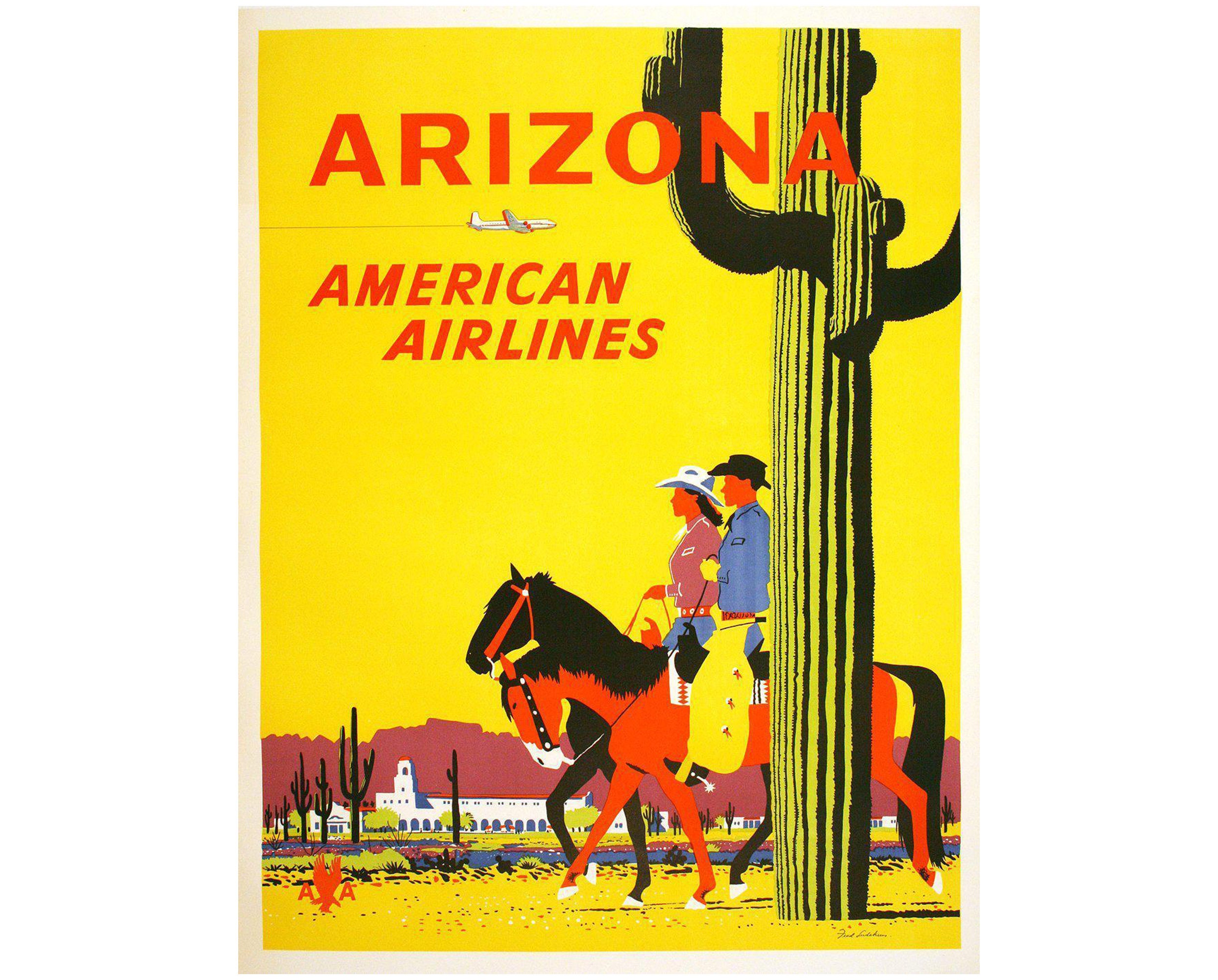 Vintage 1950s American Airlines Arizona Poster – Fred Ludekens