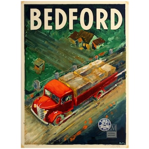 Cartaz de caminhões Bedford de 1939 por Kaj So – Publicidade GM (85 x 62 cm)