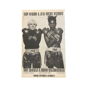 Raro póster de boxeo de Warhol y Basquiat de 1985: anuncio de exposición original de Tony Shafrazi Gallery NYC: historia del arte pop