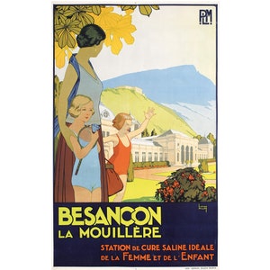 Original Vintage 1930s French Railway Poster - Lucien Pillot - Besancon La Mouillere, PLM - Railway Train Poster