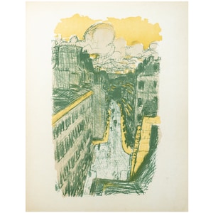 Póster original vintage de 1890 de Pierre Bonnard - Rue Vue den Haut - Litografía de los años 1950 - París