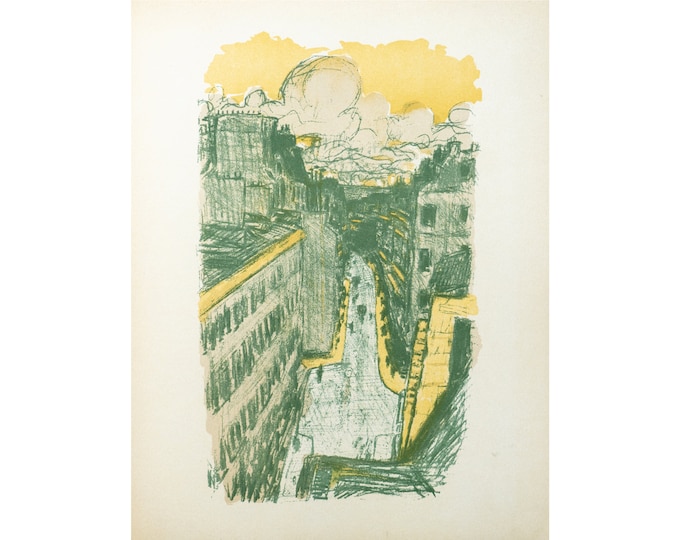 1899 Pierre Bonnard “Rue Vue d’en Haut” – Vintage French Lithograph Print (1950s Edition)