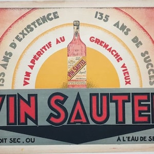 オリジナル ヴィンテージ フランス ワイン アペリティフ ポスター - Zony - Vin Sautel - 1929