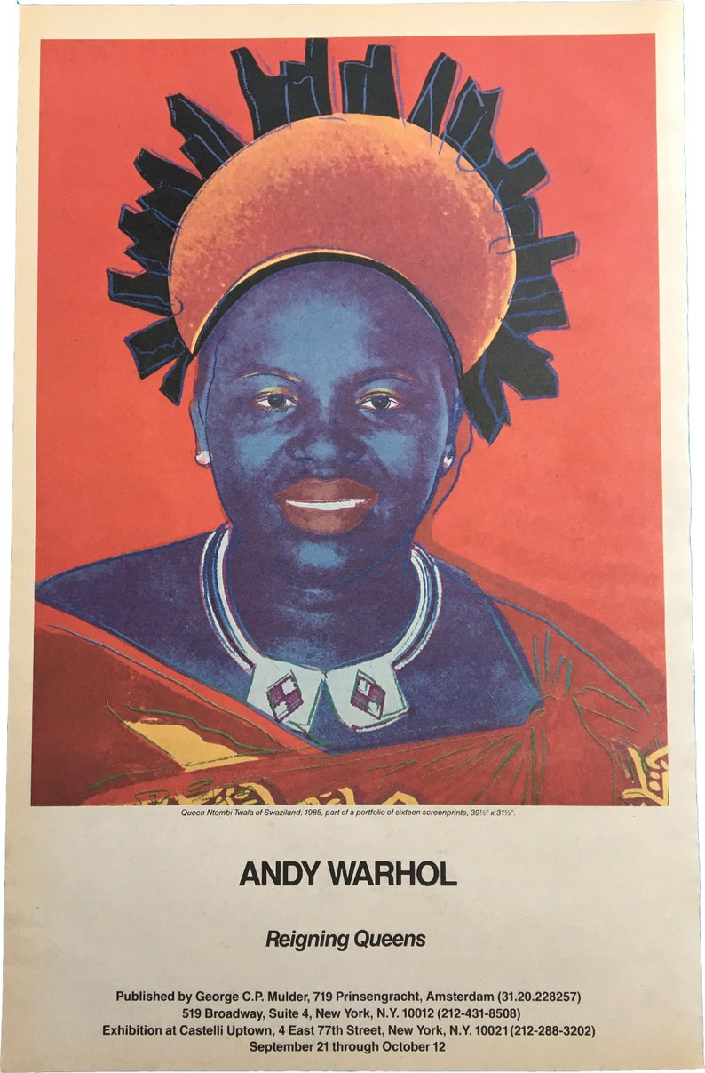 Original 1985 Andy Warhol Gallery Opening Advertisements Reigning Queens Exhibition Complete Set of All-Four Vintage Posters image 6