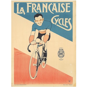Original Vintage La Française Cycles Poster - Michel Liebeaux - 1910 - French Cycling Poster - Bicycle