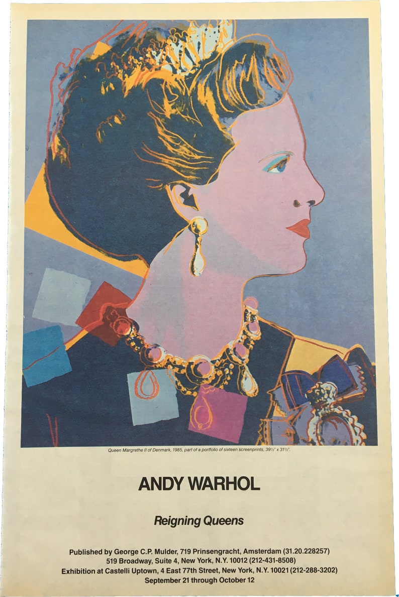 Original 1985 Andy Warhol Gallery Opening Advertisements Reigning Queens Exhibition Complete Set of All-Four Vintage Posters image 4
