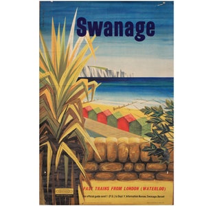 Oryginalny plakat turystyczny Southern Railways Vintage - Swanage z lat 50. - Kenneth Bromfield - British Railways Poster