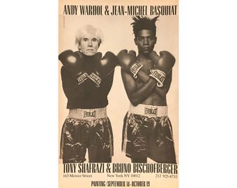 Cartel de boxeo de Warhol y Basquiat: Exposición en la galería Tony Shafrazi, 1985.